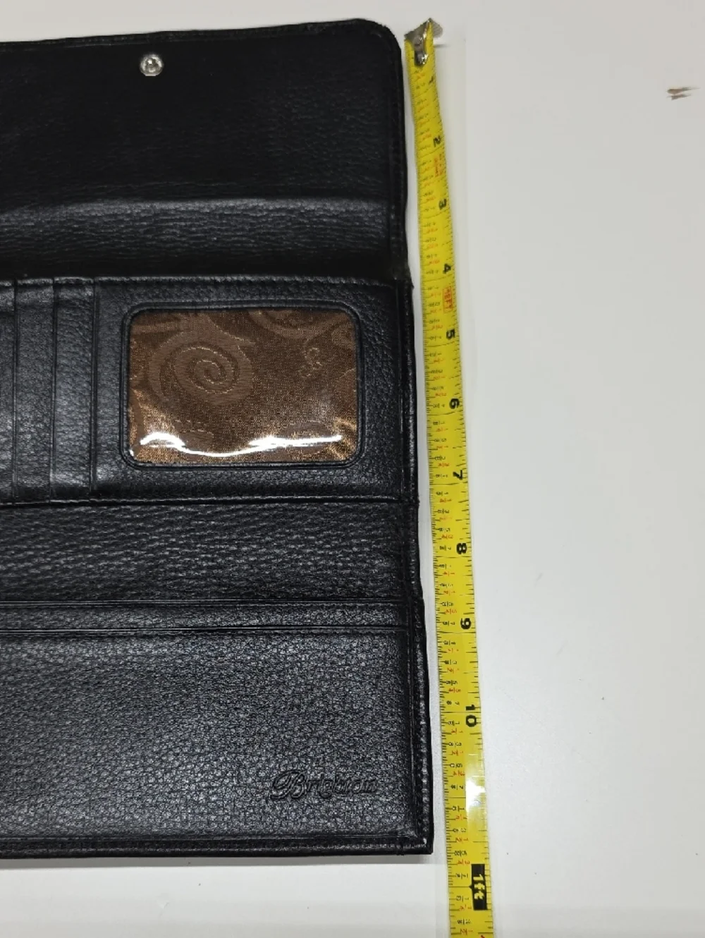 Brighton Leather Trifold Checkbook Wallet, Textured Black Silver Hearts